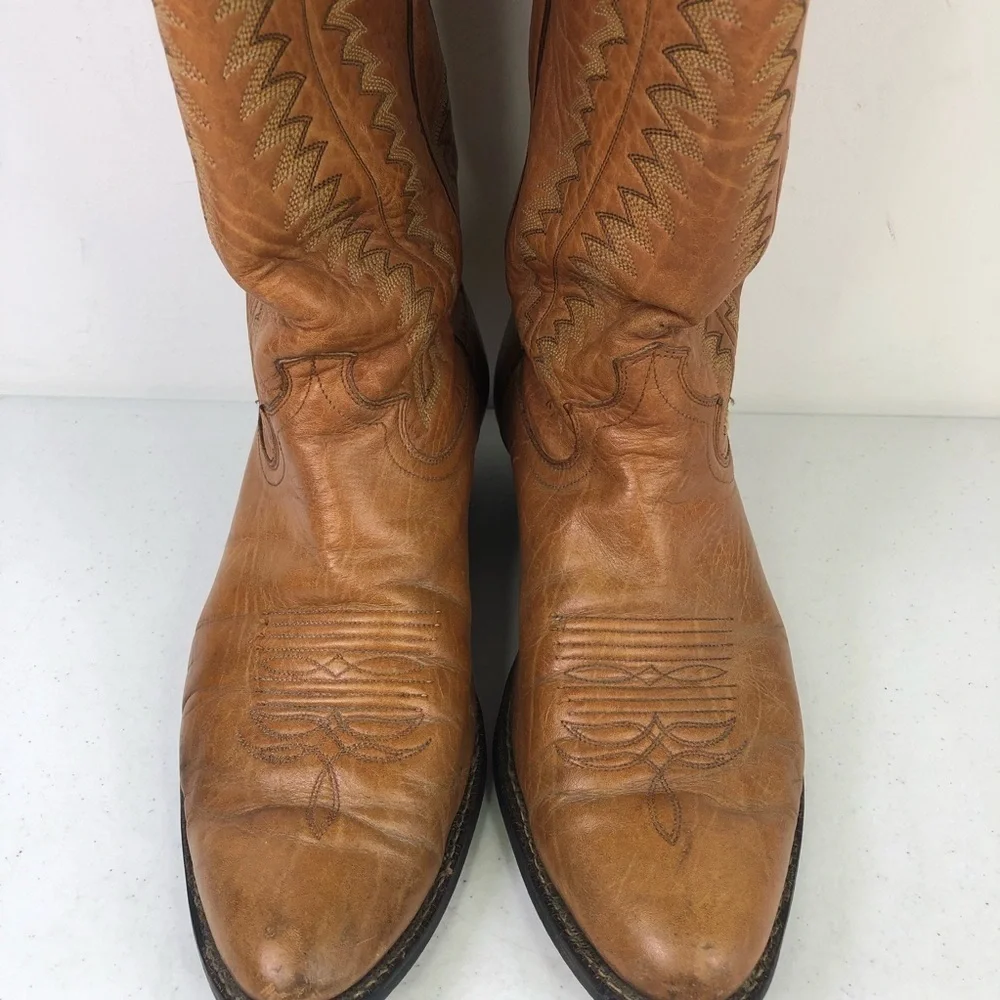 Justin Western Cowboy Honey Leather Boots